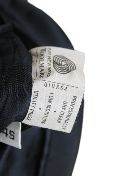 Hart Schaffner Marx Mens Dark Blue Striped Pure New Wool Suit Jacket Size 44