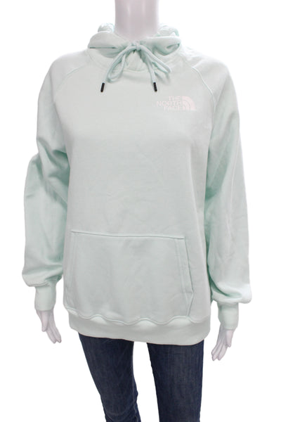 The North Face Womens Pullover Hoodie Light Blue Graphic Drawstring Size M