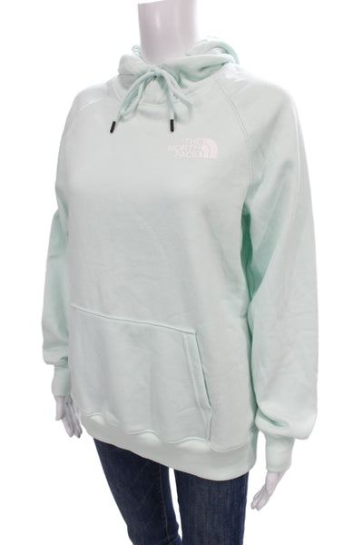 The North Face Womens Pullover Hoodie Light Blue Graphic Drawstring Size M