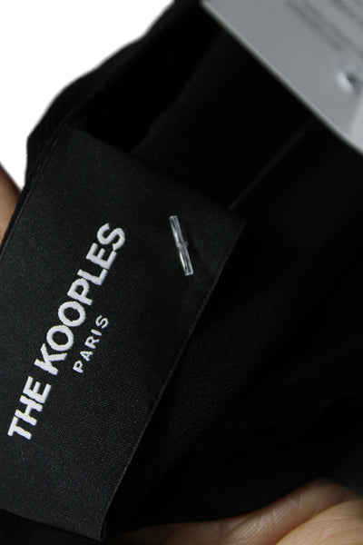 The Kooples Women Shirt Dress Black V Neck Short Sleeve Mid Calf Size S