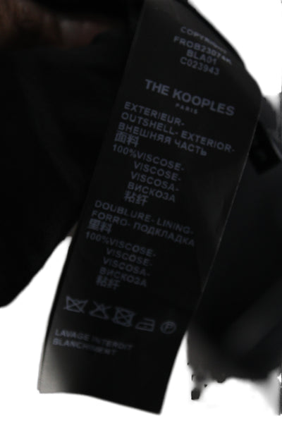 The Kooples Women Shirt Dress Black V Neck Short Sleeve Mid Calf Size S