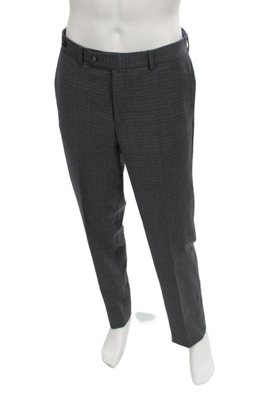 Ted Baker London Mens Dress Pants Dark Gray Wool Check Button Size 33