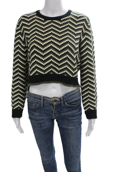 The Upside Unisex Pullover Sweater Black Geometric Crew Neck Long Sleeve Size 6
