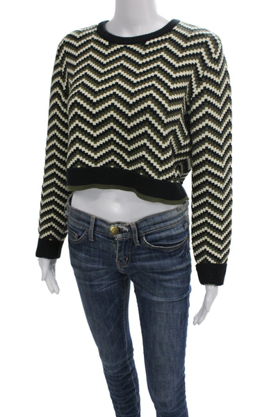 The Upside Unisex Pullover Sweater Black Geometric Crew Neck Long Sleeve Size 6