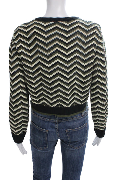 The Upside Unisex Pullover Sweater Black Geometric Crew Neck Long Sleeve Size 6