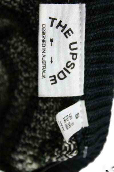 The Upside Unisex Pullover Sweater Black Geometric Crew Neck Long Sleeve Size 6