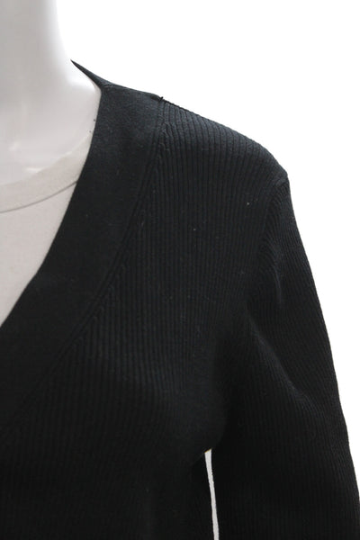 525 Womens Cardigan V-Neck Button Black Long Sleeve Size L