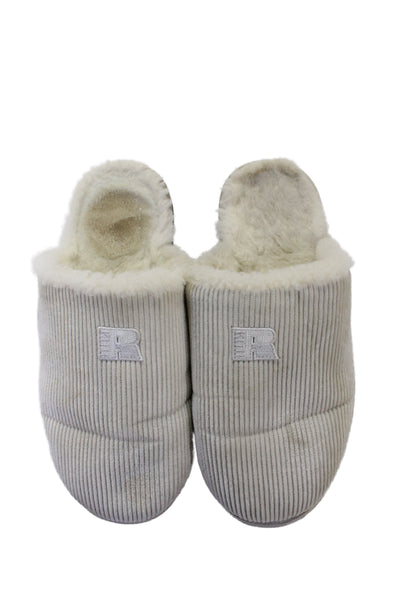 Kith Mens Slip On Shearling Lined Logo Corduroy Slippers White Size 10