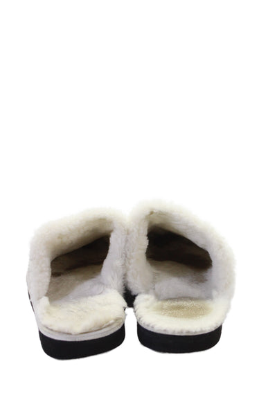 Kith Mens Slip On Shearling Lined Logo Corduroy Slippers White Size 10