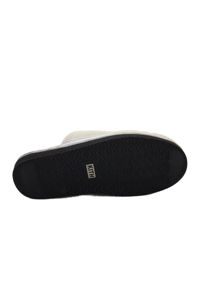 Kith Mens Slip On Shearling Lined Logo Corduroy Slippers White Size 10
