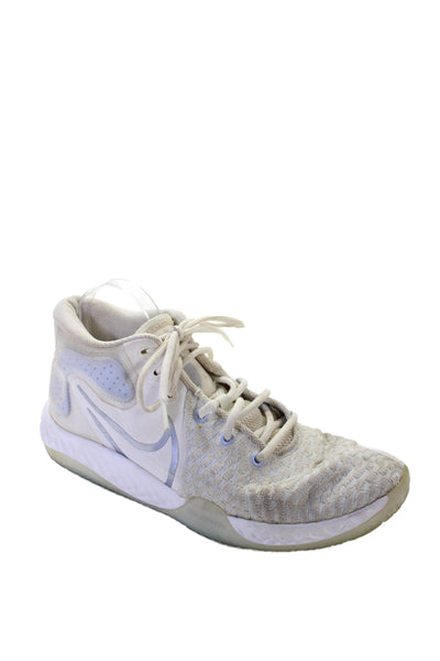 Nike Mens Lace Up Logo Knit Nike KD Trey 5 Basketballl Sneakers White Gray 10