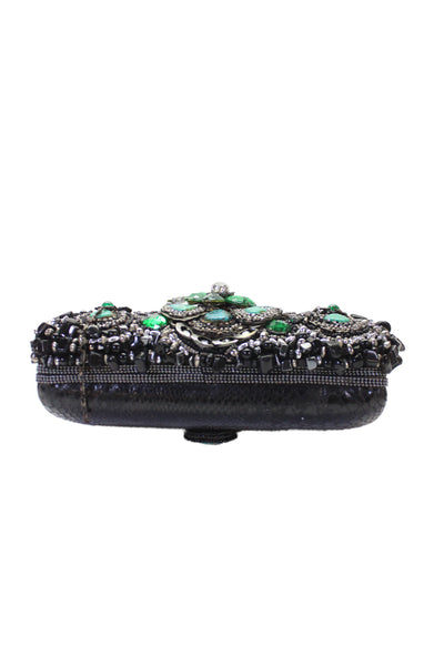Mary Frances Womens Beaded Convertible Clutch Bag Blue