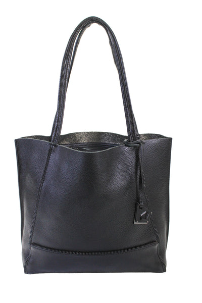 Botkier Womens Leather Zipper Trim Tote Bag Black