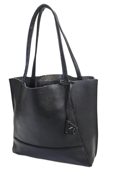 Botkier Womens Leather Zipper Trim Tote Bag Black