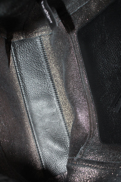 Botkier Womens Leather Zipper Trim Tote Bag Black