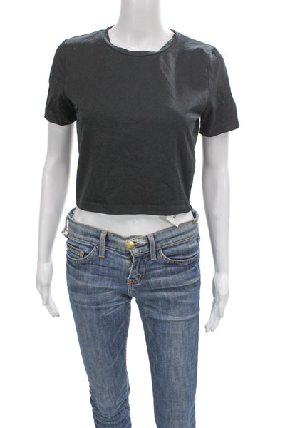 Zara Womens Cropped Black Basic T-Shirt Size L
