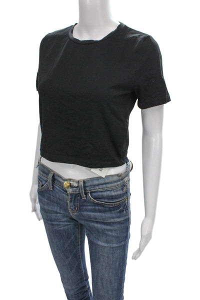 Zara Womens Cropped Black Basic T-Shirt Size L