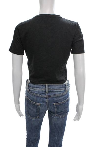 Zara Womens Cropped Black Basic T-Shirt Size L