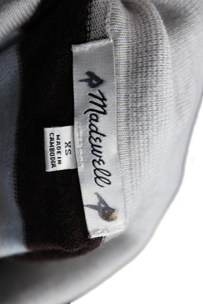 Madewell Mens Point Collar Striped Gray Polo Long Sleeve Size XS