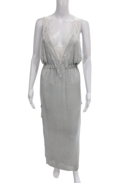 Christopher Kane Womens Slip Maxi Dress Gray V-Neck Sleeveless Zip Size S