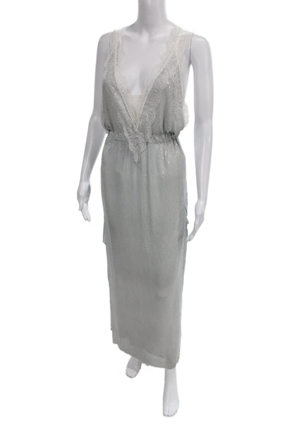Christopher Kane Womens Slip Maxi Dress Gray V-Neck Sleeveless Zip Size S