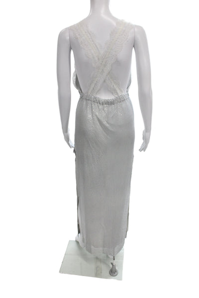 Christopher Kane Womens Slip Maxi Dress Gray V-Neck Sleeveless Zip Size S