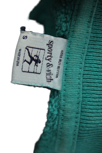 Sporty & Rich Women Pullover Sweatshirt Green Cotton Long Sleeve Size S