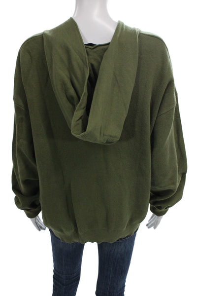 Krost Unisex Full-Zip Hoodie Green 100% Cotton Army Fall Size S