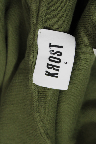 Krost Unisex Full-Zip Hoodie Green 100% Cotton Army Fall Size S