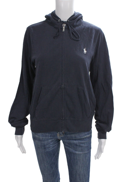 Ralph Lauren Blue Label Unisex Full-Zip Hoodie Dark Blue Cotton Size L