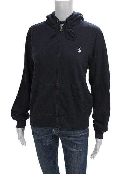 Ralph Lauren Blue Label Unisex Full-Zip Hoodie Dark Blue Cotton Size L