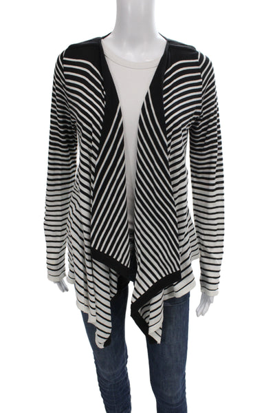 Michael Michael Kors Unisex Black Cotton Cardigan Crew Neck Striped Size M