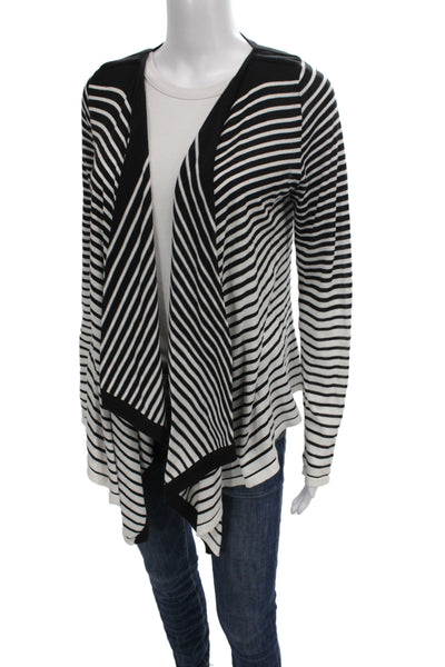 Michael Michael Kors Unisex Black Cotton Cardigan Crew Neck Striped Size M