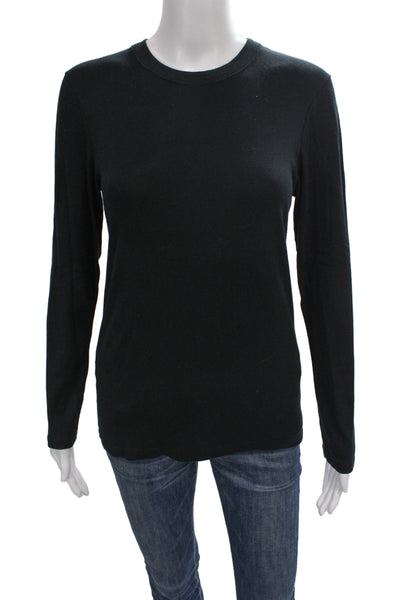 Petit Bateau Women Basic Black Cotton Crew Neck Long Sleeve T-Shirt Size 4