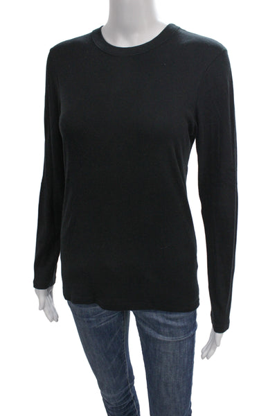 Petit Bateau Women Basic Black Cotton Crew Neck Long Sleeve T-Shirt Size 4
