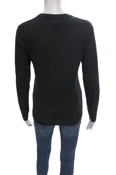 Petit Bateau Women Basic Black Cotton Crew Neck Long Sleeve T-Shirt Size 4