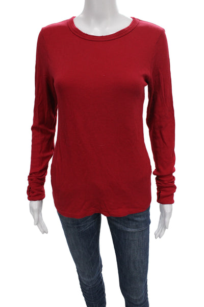 Michael Stars Womens Red Crew Neck Long Sleeve T Shirt Size One