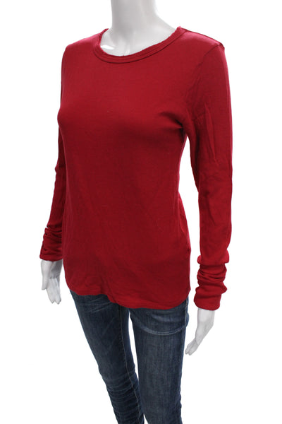 Michael Stars Womens Red Crew Neck Long Sleeve T Shirt Size One