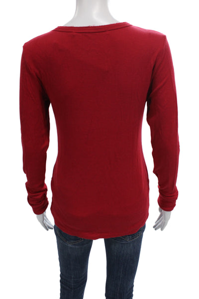 Michael Stars Womens Red Crew Neck Long Sleeve T Shirt Size One