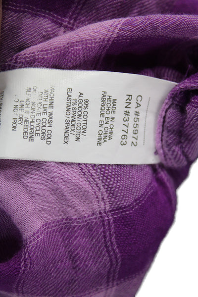 C&C California Women Basic Collared Purple Long Sleeve Button-Up Size L