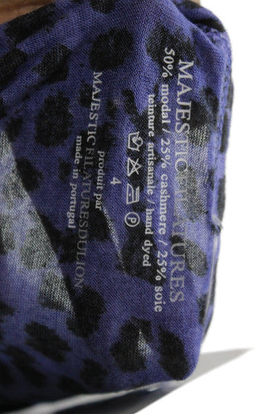 Majestic Filatures Women Silk Leopard Sleeveless Tank Roundneck Blue Size 4