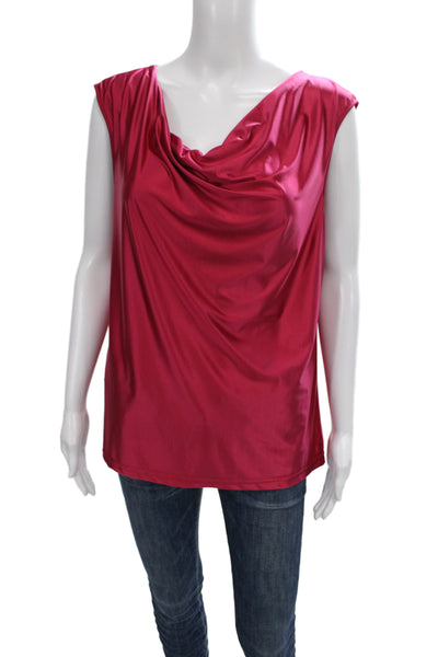 Lysse Women Red 100% Cotton Sleeveless Blouse Solid Size L