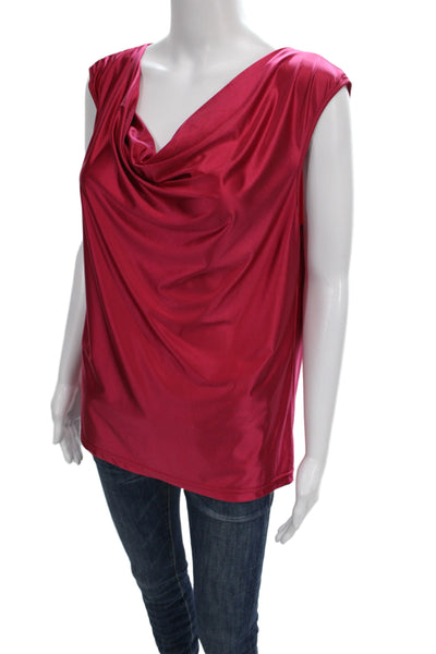 Lysse Women Red 100% Cotton Sleeveless Blouse Solid Size L