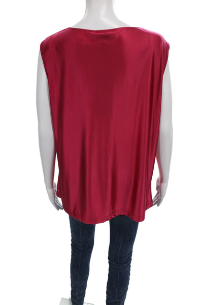 Lysse Women Red 100% Cotton Sleeveless Blouse Solid Size L