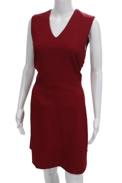 M.M. Lafleur Womens Sheath Dress Red V Neck Sleeveless Size 12
