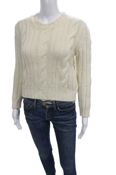 Moncler Unisex Pullover Wool Crew Neck Button Long Sleeve White Size S