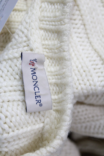 Moncler Unisex Pullover Wool Crew Neck Button Long Sleeve White Size S