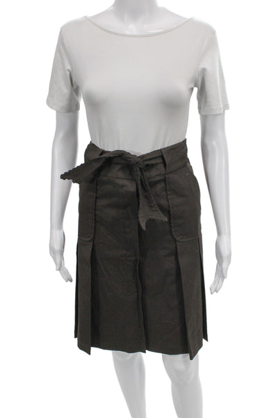 Escada Sport Women Pleated Wrap Cargo Skirt Brown Cotton Polyester Knee Size 40