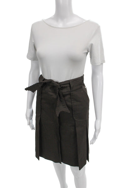Escada Sport Women Pleated Wrap Cargo Skirt Brown Cotton Polyester Knee Size 40
