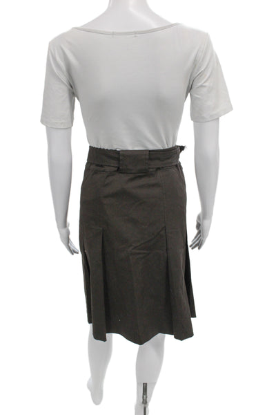 Escada Sport Women Pleated Wrap Cargo Skirt Brown Cotton Polyester Knee Size 40